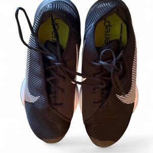 Nike Black Sneakers with White Swoosh and Neon Green Insole